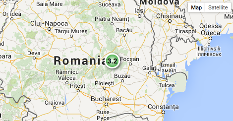 Patru cutremure au avut loc vineri in Romania. Cel mai puternic a avut magnitudinea de 3,2