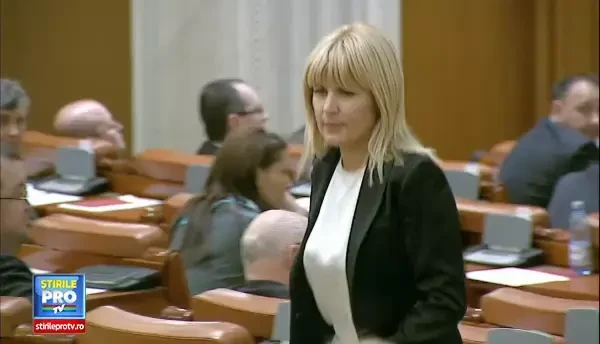 Gest plin de mister facut de Elena Udrea la sfarsitul discursului din Plen