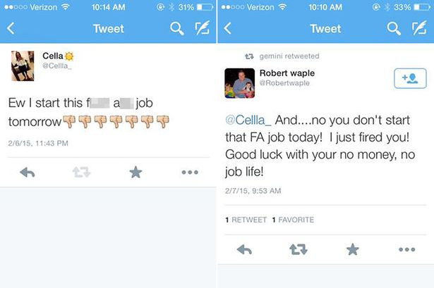 Cum a fost o tanara concediata pe Twitter cu o zi inainte sa inceapa lucrul: ”Succes cu viata ta fara bani si fara serviciu”