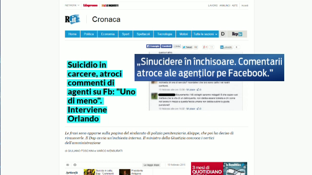 Un roman condamnat pentru crima s-a sinucis intr-o inchisoare din Italia. Reactia socanta a gardienilor a declansat o ancheta