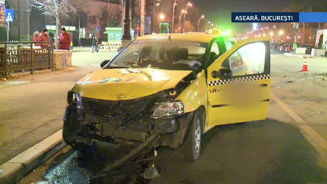 Doua taximetre s-au izbit violent intr-o intersectie din Capitala. Urmarile accidentului