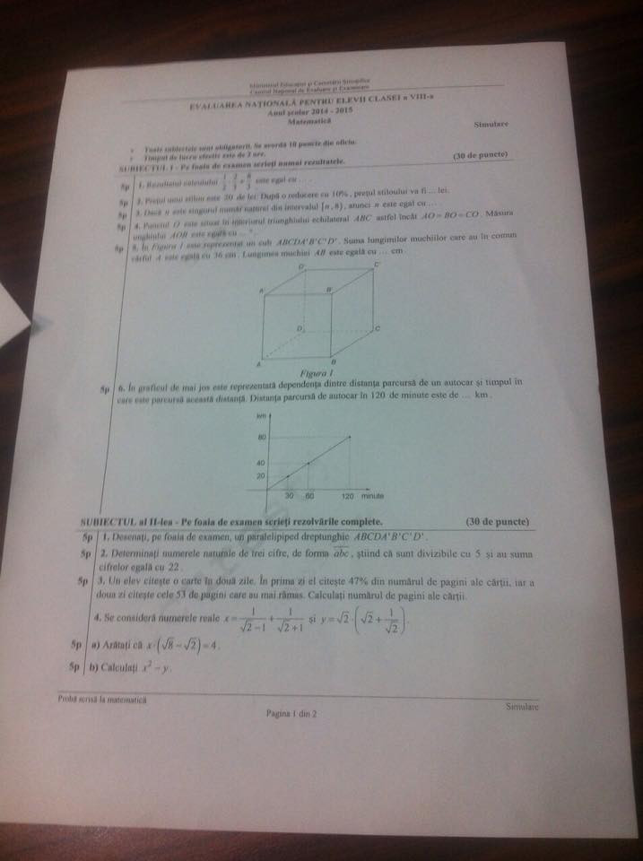 subiecte simulare matematica