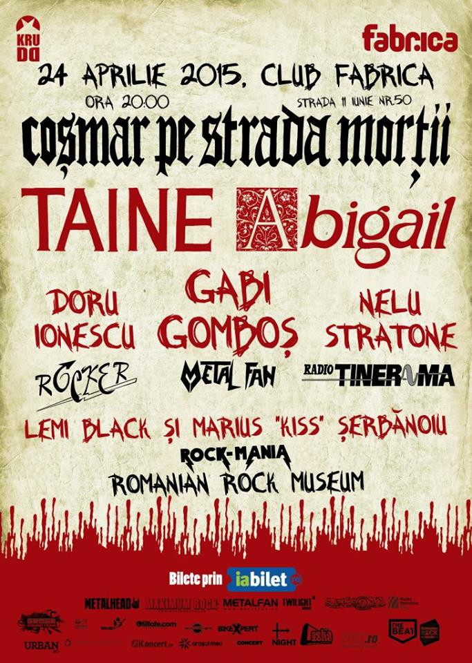 “Cosmar pe Strada Mortii”. Concert "remember" anii '90 cu TAINE si ABIGAIL