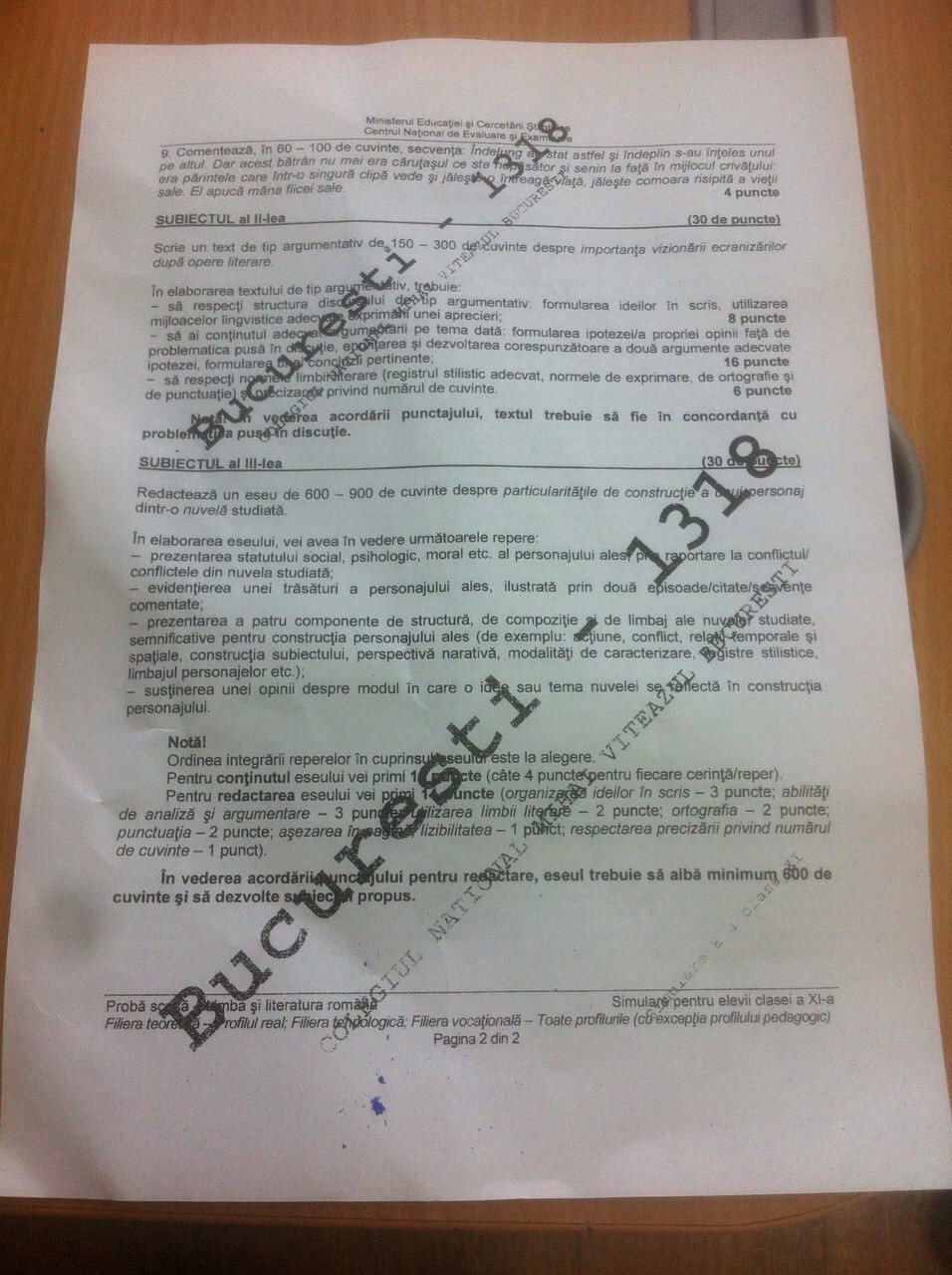 bac 2015, subiecte real clasa 11