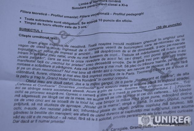 bac 2015, subiecte clasa 11 uman