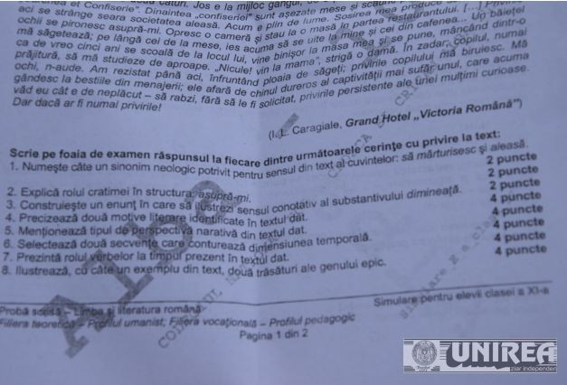 bac 2015, subiecte clasa 11 uman