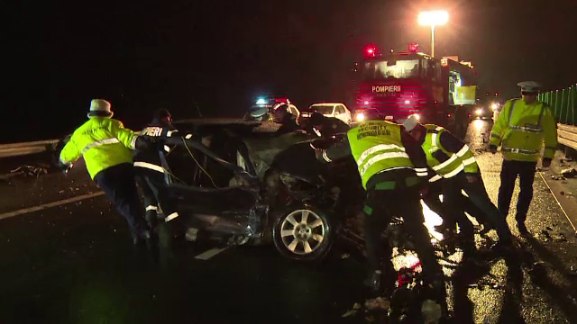 Un sofer care se intorcea din Germania cu o masina nou-nouta a lovit un TIR de armata. Un alt TIR i-a evitat in ultima clipa