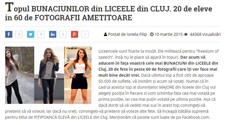 Topul celor mai frumoase eleve de liceu din Cluj sau cu ce se mai ocupa tinerii in timpul liber