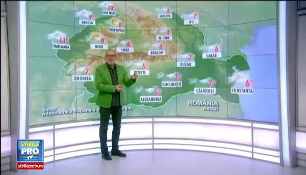 Vreme rece, cu temperaturi sub medie si precipitatii in aproape toata tara. Regiunile in care va ninge abundent
