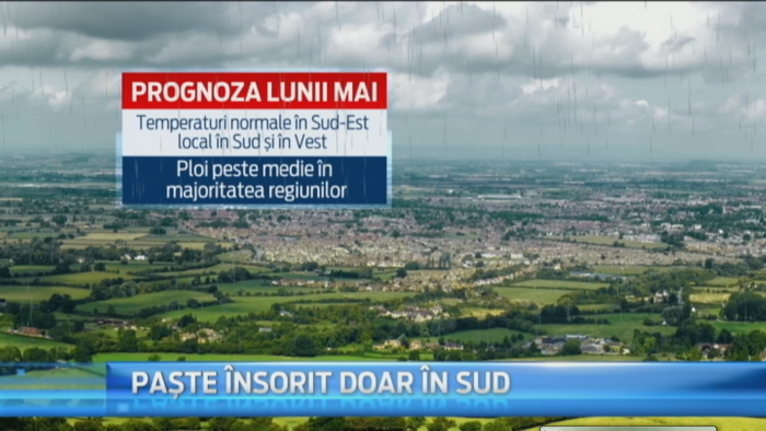 Cum va fi vremea de Paste si 1 Mai. Luna aprilie va fi ploioasa, iar temperaturile vor ajunge pana la 17 grade in Capitala