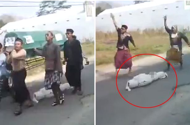 Scene de groaza la o inmormantare, in Indonezia. Cadavrul cade din sicriu in timpul procesiunii. VIDEO