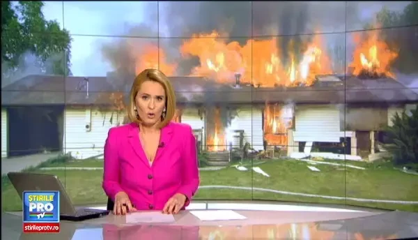 Un pompier din California a fost grav ranit dupa ce a cazut printr-o gaura cascata in acoperisul unei case in flacari