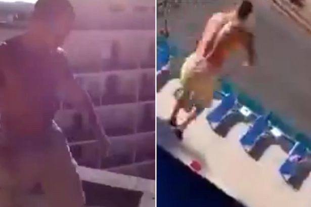 A sarit de pe acoperisul hotelului direct in piscina. Ce s-a intamplat dupa ce a ajuns in apa