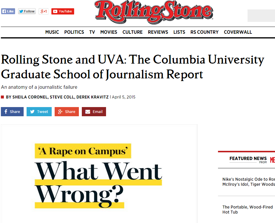 Povestea unui "esec jurnalistic" rasunator. Revista Rolling Stone si-a cerut scuze si a sters articolul "Viol in campus"
