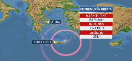 Cutremur cu magnitudinea de 6,1 inregistrat joi seara, in estul Cretei