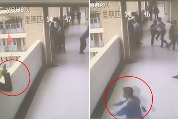 Incident socant intr-o scoala din China. Camerele VIDEO au inregistrat momentul cand un copil sare de la balcon