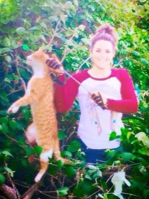 Imaginea care a starnit furie pe Facebook. O tanara, medic veterinar, a ucis cu o sageata motanul vecinilor. Ce mesaj a scris