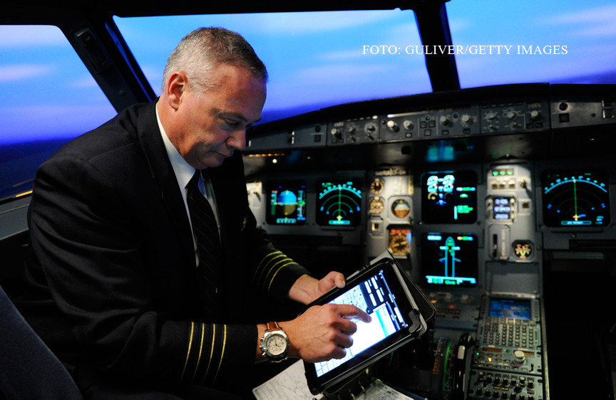 Zboruri tinute la sol din cauza ca pilotilor li s-au inchis tabletele. S-au plimbat cu avionul prin aeroport dupa un wireless