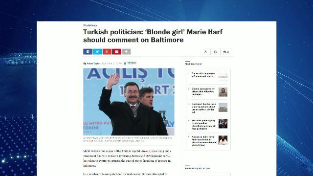 "Hai, blondo, sa te vad cum raspunzi". Primarul Ankarei o insulta pe purtatoarea de cuvant a Departamentului American de Stat