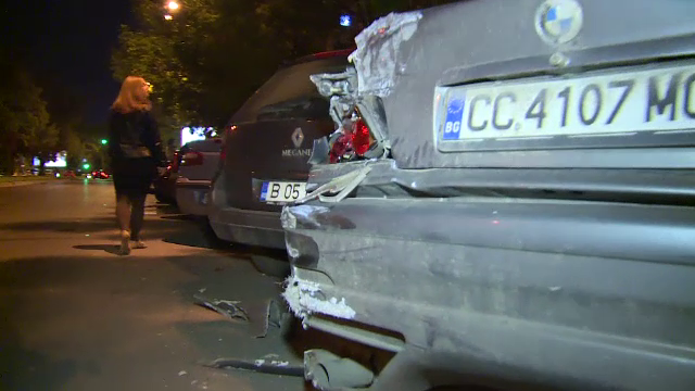 Sapte masini avariate dupa o urmarire ca-n filme in Capitala. Ce au descoperit politistii cand l-au prins pe sofer