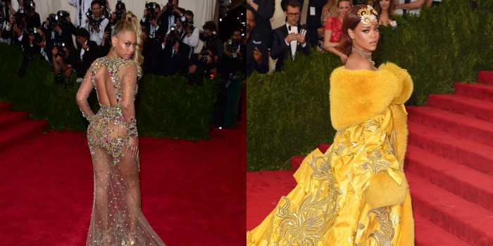 Tinute extrem de indraznete la Met Gala din New York. Rihanna si Beyonce au oferit un adevarat spectacol pe covorul rosu