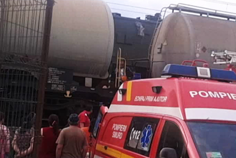 Accident la un transport de rachete sol-aer, in gara Chiajna. "A coborat pe picioarele lui, dar era ars total"