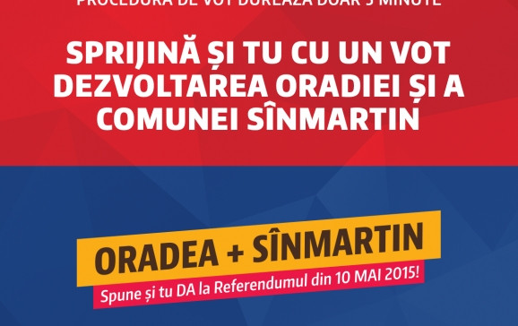 Referendum in Romania. Municipiul Oradea ar putea deveni mai mare, daca cetatenii vor decide integrarea comunei Sinmartin