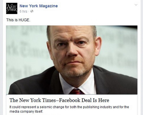 "This is HUGE." Marile ziare incep sa publice articole direct pe Facebook: