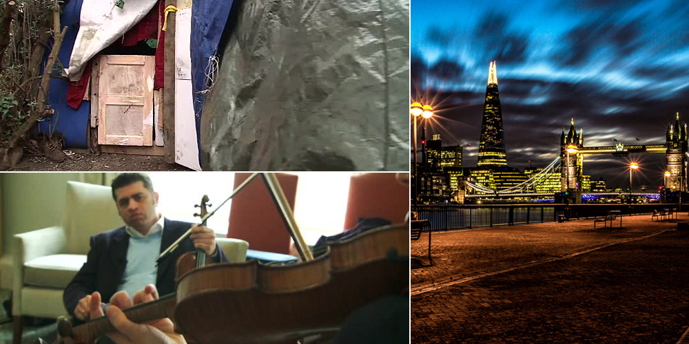 Romanii, printi si cersetori la Londra. Profesorul de la Academia Regala de Muzica si zilierii care locuiesc in tufe