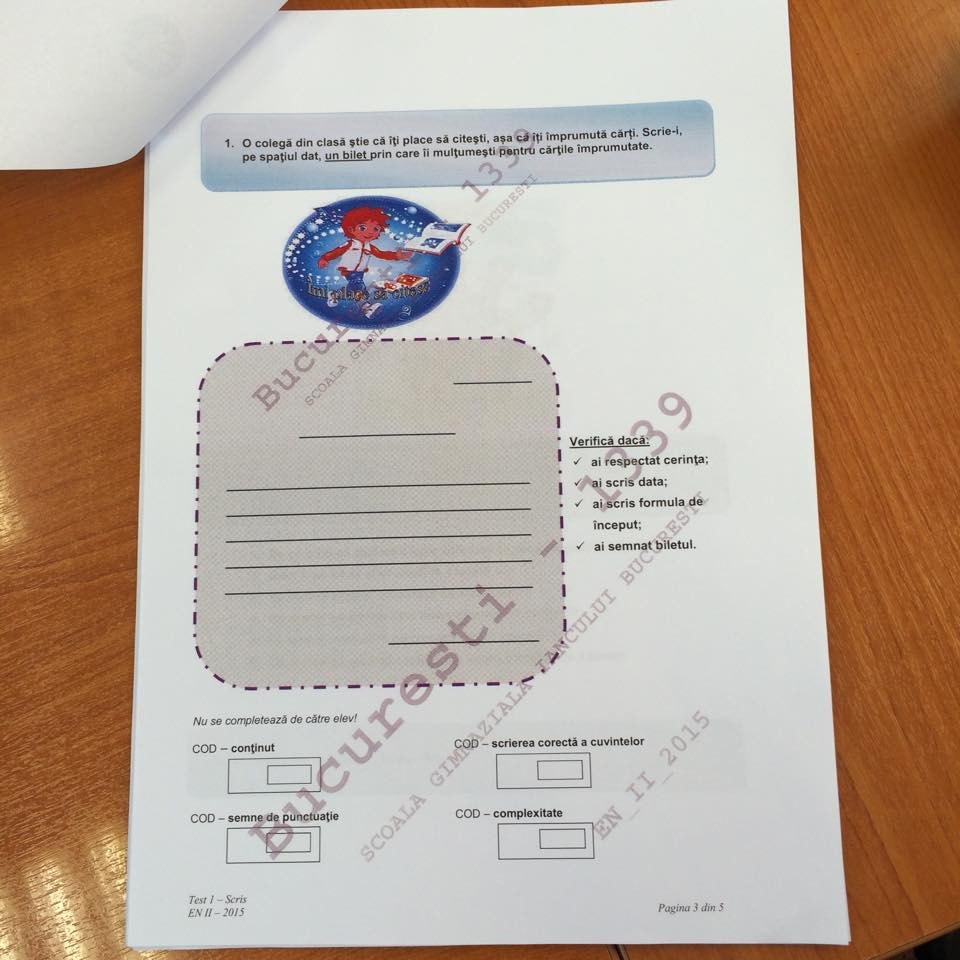 Subiecte proba scrisa la limba romana, clasa a doua