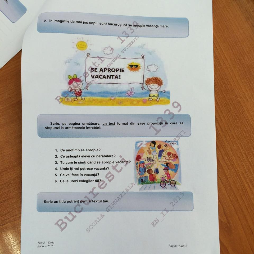 Subiecte proba scrisa la limba romana, clasa a doua