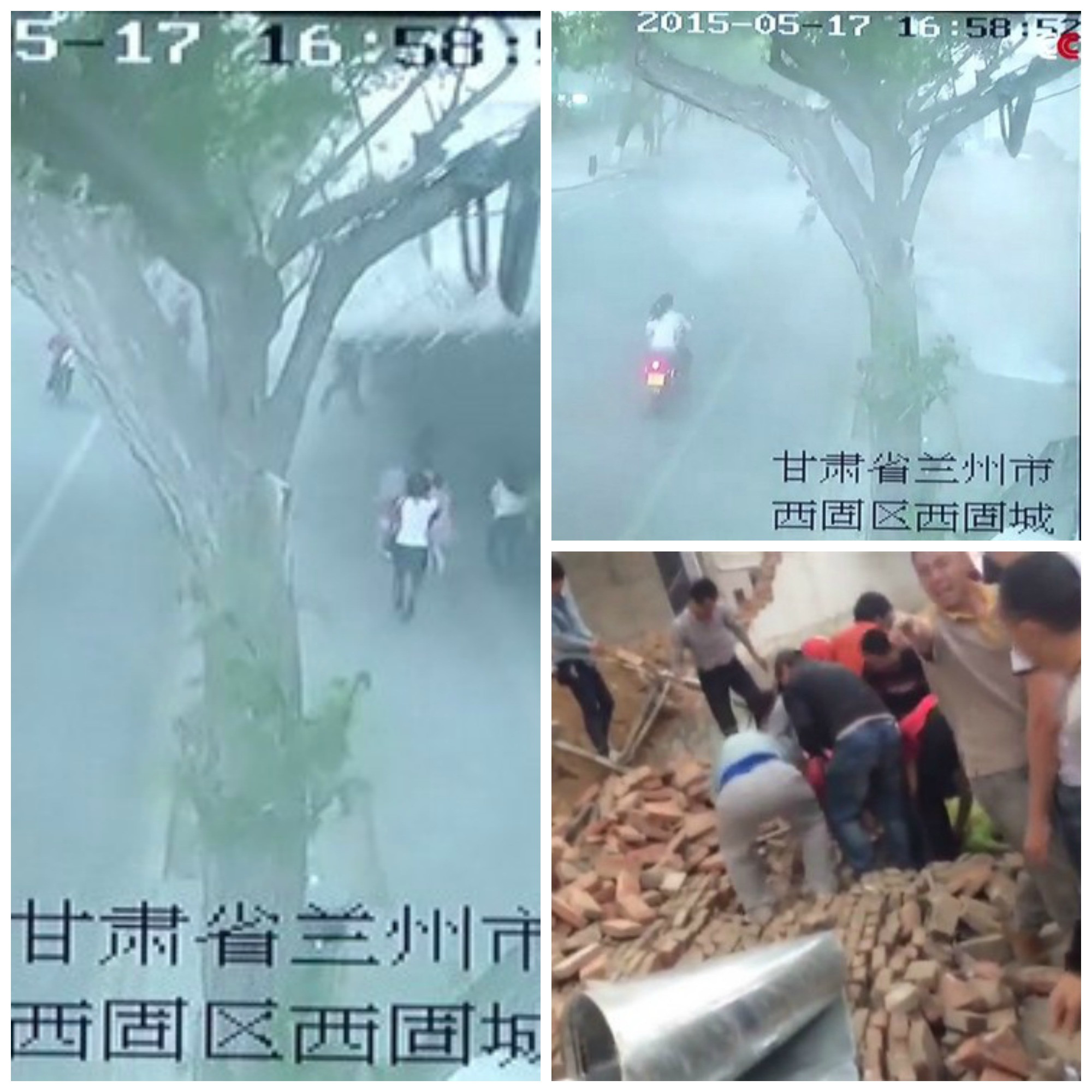 Incident terifiant, surprins de camere. Doi oameni au murit dupa ce un zid s-a prabusit peste mai multi pietoni. VIDEO