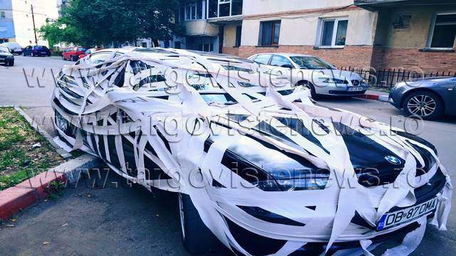 Razbunare sau gluma proasta? Cum si-a gasit autoturismul un tanar din Gaesti. FOTO