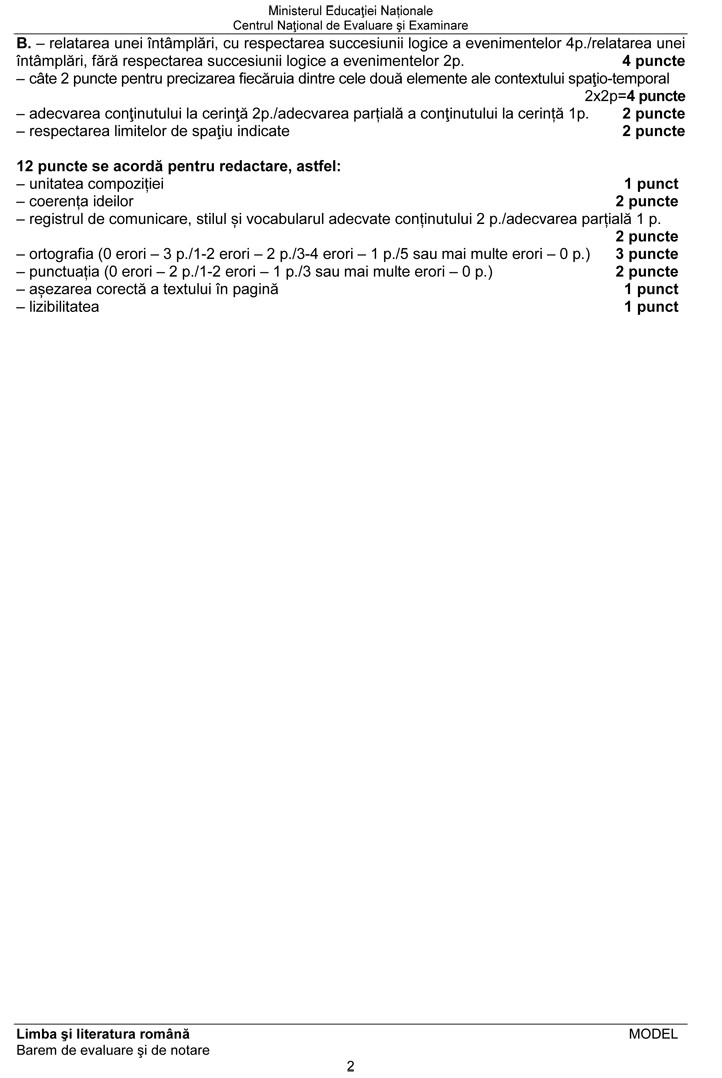barem EVALUARE NATIONALA 2015 LIMBA ROMANA