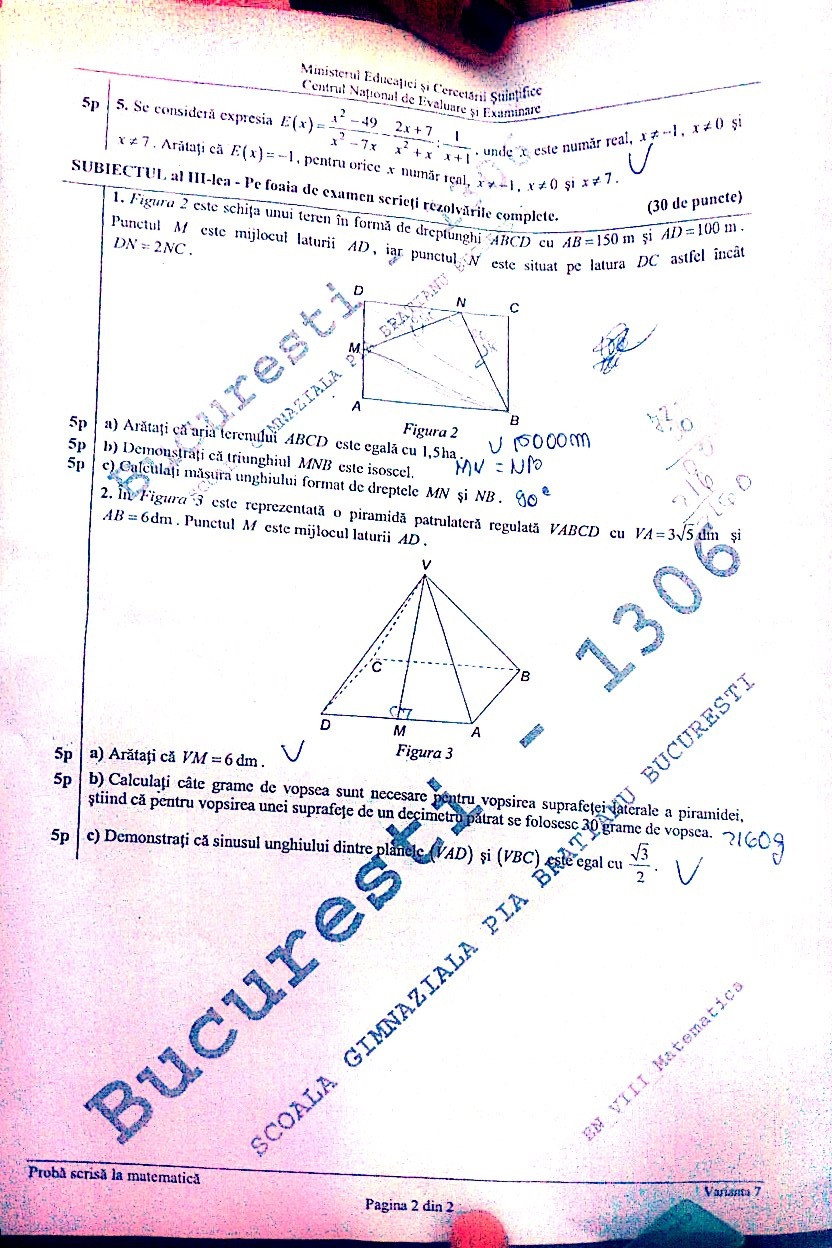 subiecte mate evaluare nationala