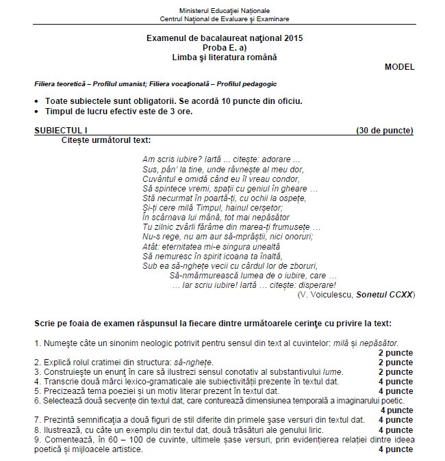 MODEL DE SUBIECT PROFIL UMAN