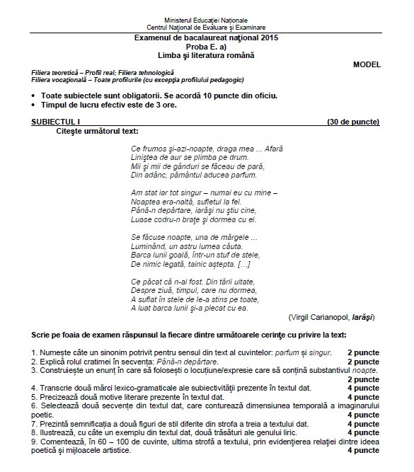 MODEL DE SUBIECT PROFIL REAL