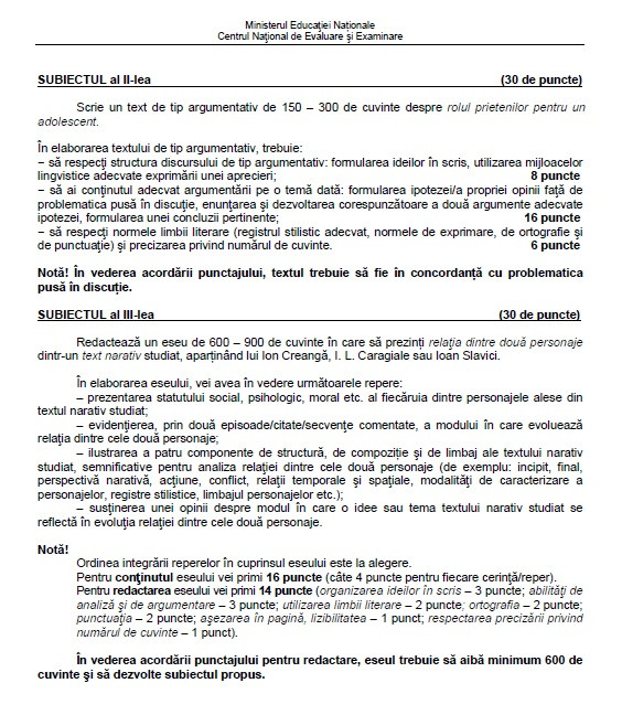 MODEL DE SUBIECT PROFIL REAL