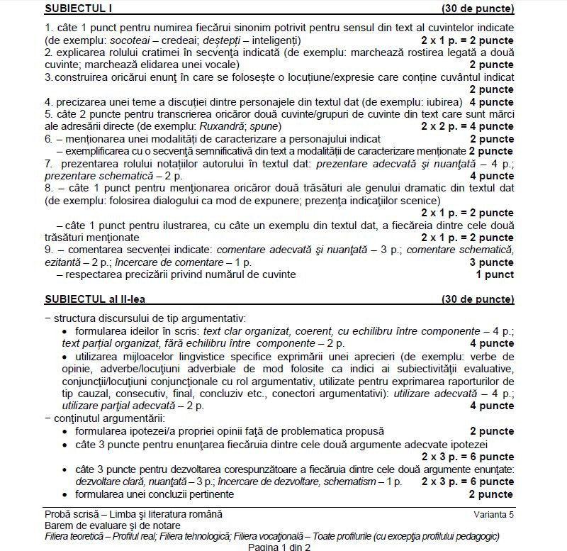 subiecte bac 2015 romana real