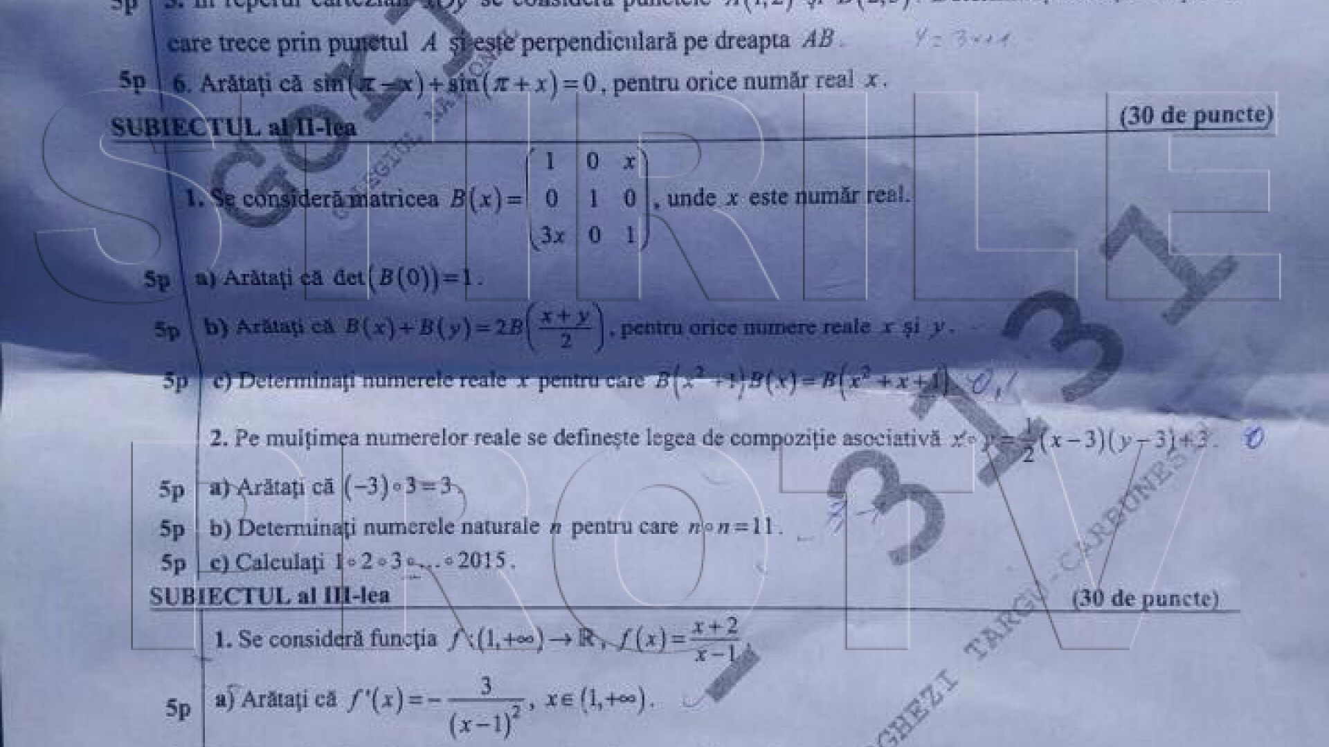 Subiecte MATEMATICA