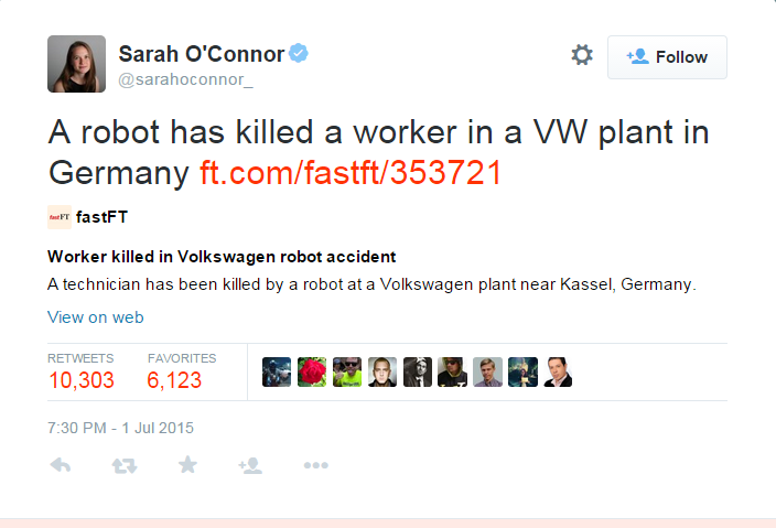 De ce a luat Twitter-ul foc, dupa un mesaj al unui reporter de la Financial Times. Legatura dintre numele sau si "Terminator"