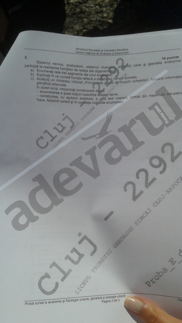 SUBIECT ANATOMIE 2015 BACALAUREAT