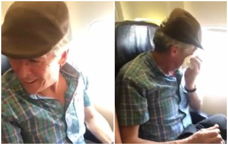 Reactia emotionanta a unui barbat atunci cand zboara cu avionul pentru prima data, la 57 de ani. Cu ce ocazie a facut asta