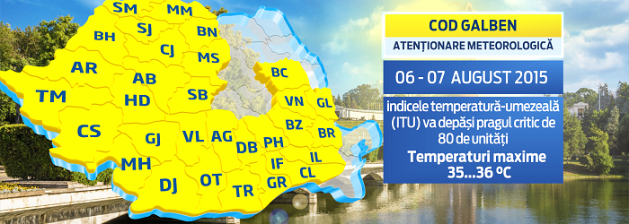 31 de judete intra sub COD GALBEN DE CANICULA, de joi. Ziua in care temperaturile vor reveni la normalul perioadei