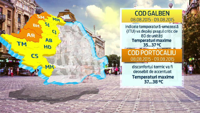 COD GALBEN si PORTOCALIU, azi in Romania. Zonele unde se vor inregistra temperaturi de 38 de grade