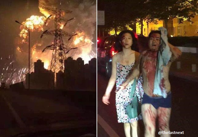 Explozii uriase in China. Momentul tragediei a fost filmat de o camera aflata la bordul unei masini. VIDEO
