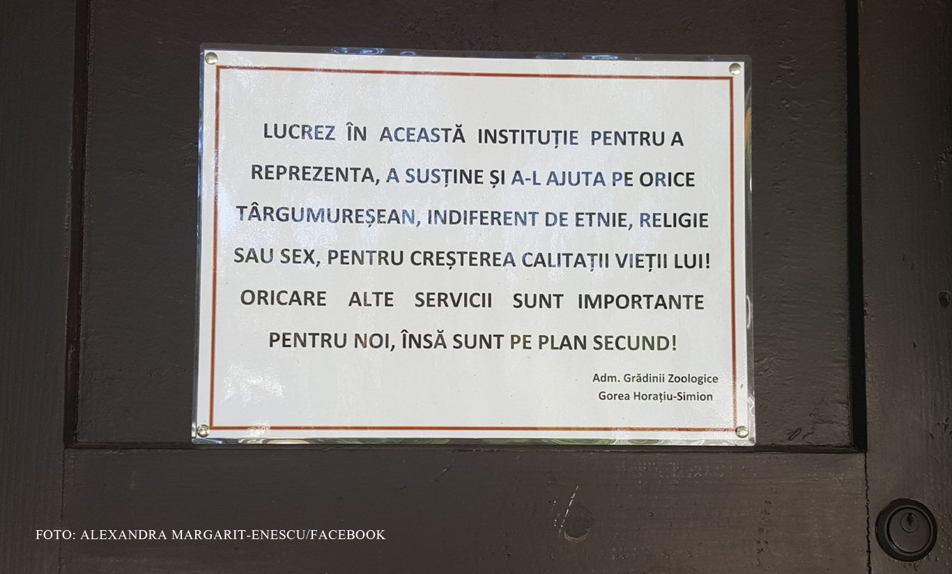 Anunt bizar pe usa directorului unei institutii din Targu Mures. "Orice alte servicii, pentru noi, sunt pe plan secund"