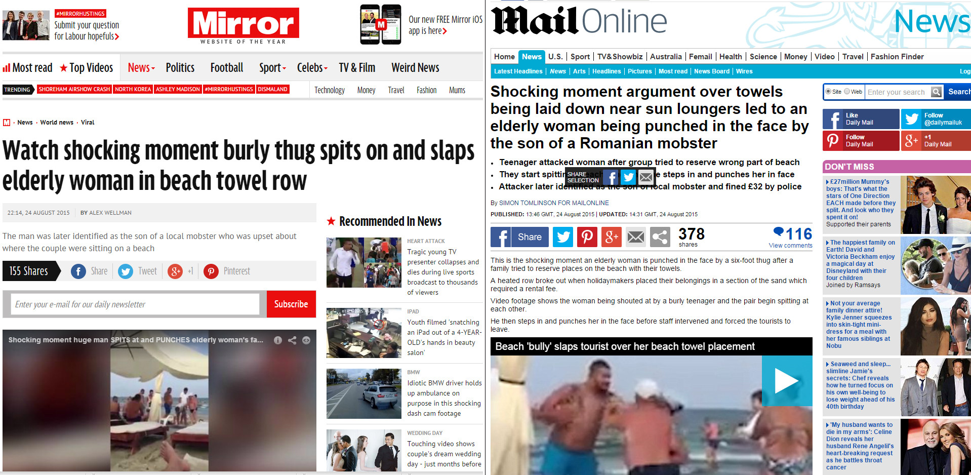 Povestea turistei agresata pe o plaja din Mamaia a ajuns in tabloidele britanice. "Scene socante cu fiul unui mafiot roman"