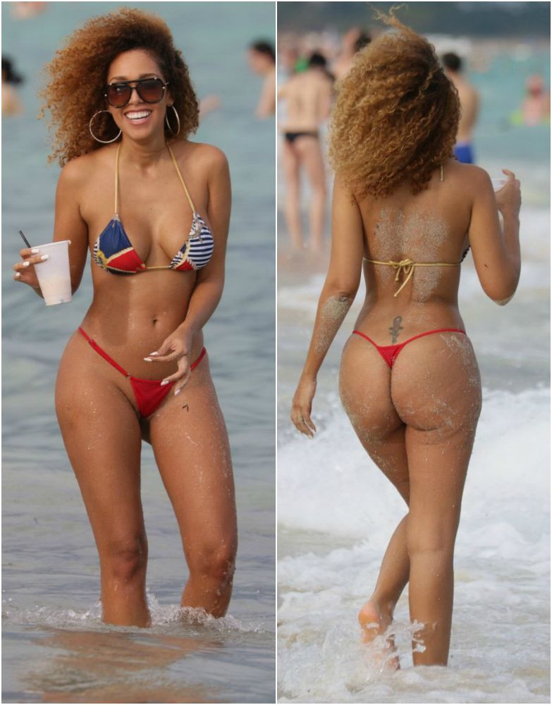 Cea mai focoasa creata din showbiz are o colectie impresionanta de costume de baie... minuscule. Cum apare la plaja