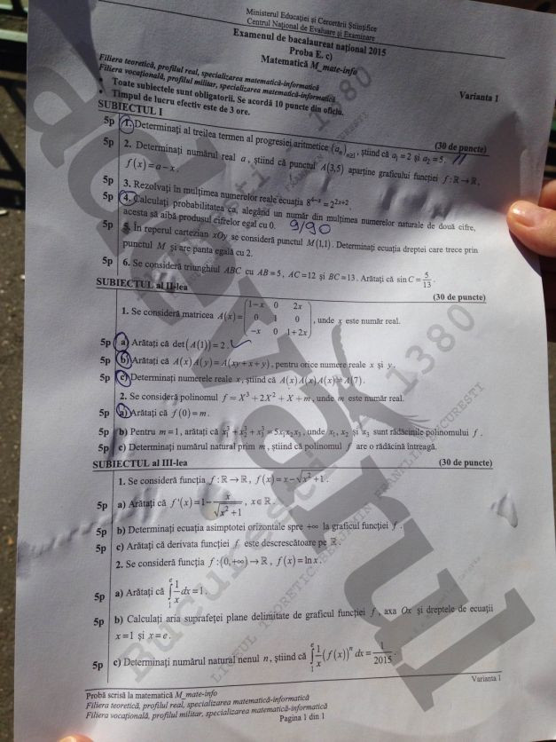 subiecte bac mate toamna